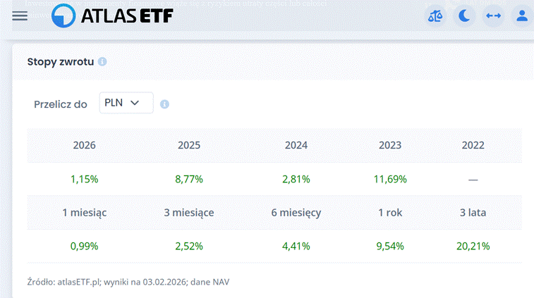 Beta ETF TBSP - wyniki